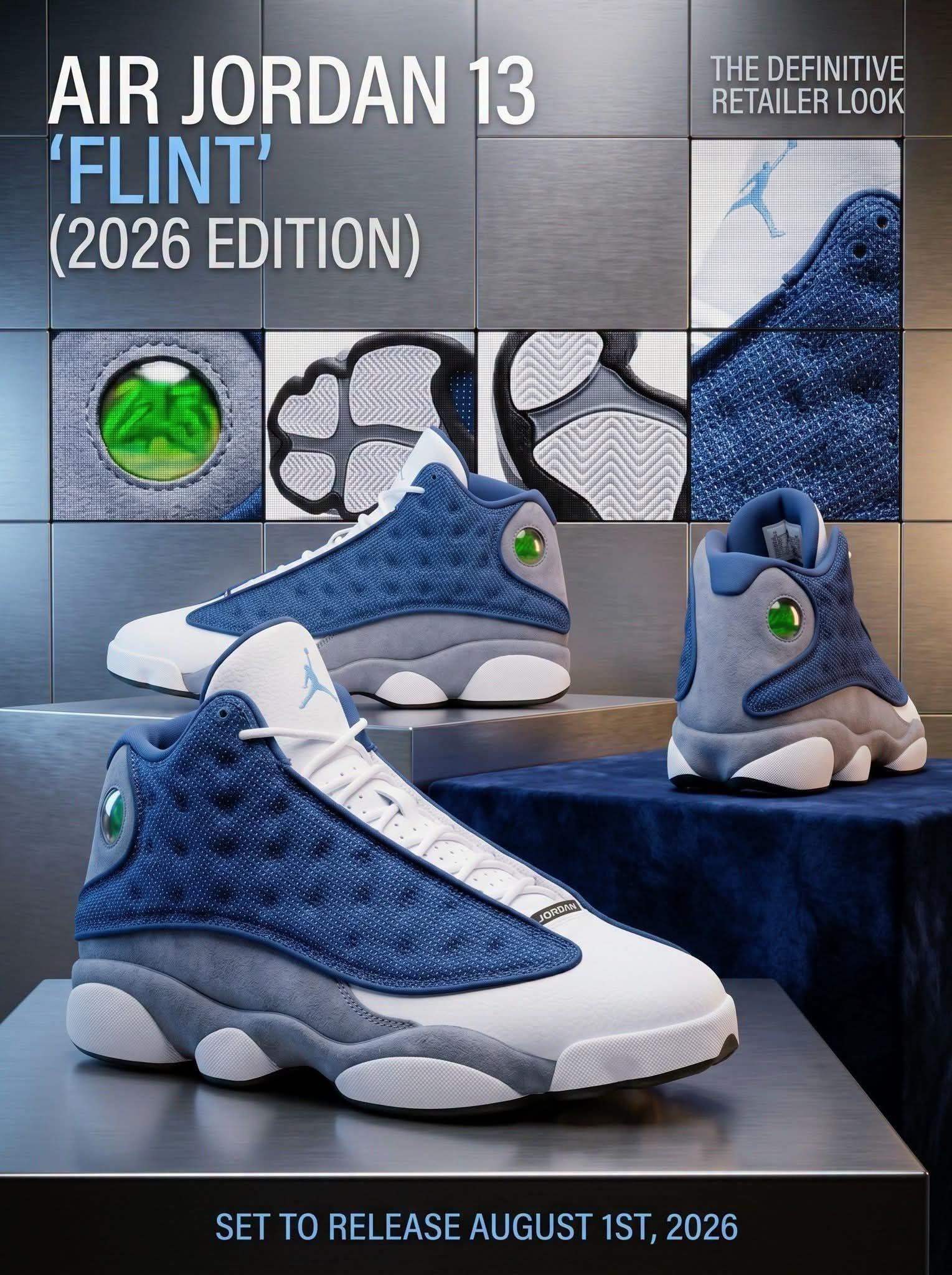「爷青回!AJ13 Flint 2026复刻回归,经典蓝灰配色杀疯了」
